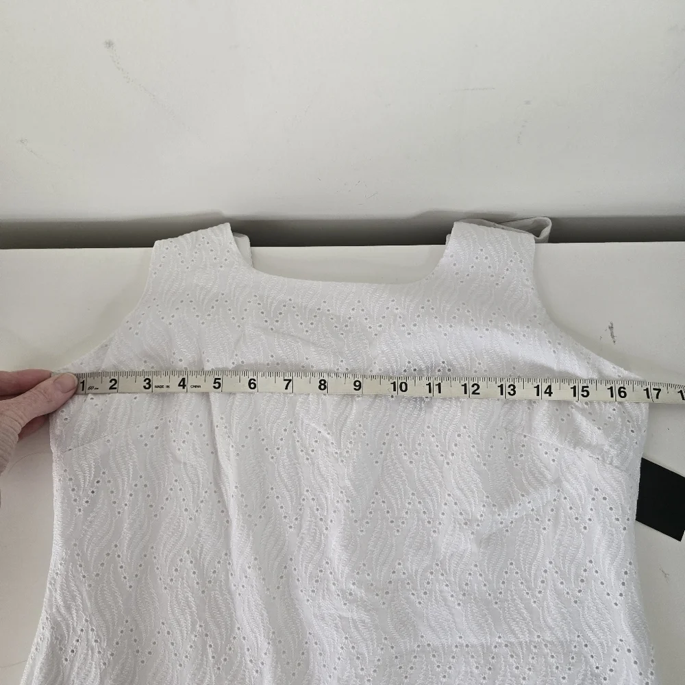 NWT Tahari ASL Floral Embroidered Trapeze Dress Size 6 Ivory Multi Square Neck - Picture 10 of 15